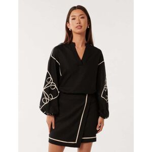 OFF 49% Forever New Women's Claude AppliquÃ©-Detail Top in Black Co-Ord, ... Forever new